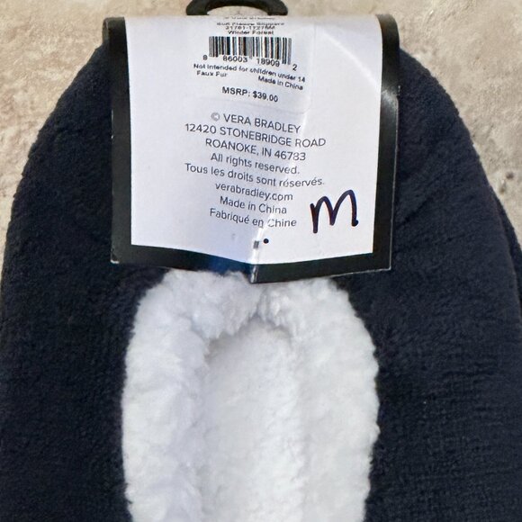 VERA BRADLEY COZY FLEECE SLIPPERS:NWT  WINTER FOREST  MEDIUM - Picture 8 of 10